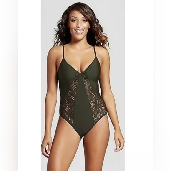 ⭐️NWOT Mossimo Olive Green One Piece Swimwear Sz XL - Picture 2 of 9
